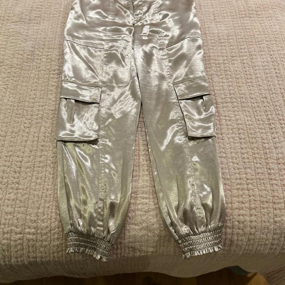 Shiny Silver Cargo Pants